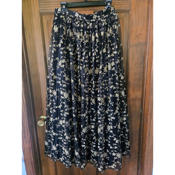 Dana Buchman Luxe Dresses & Skirts - Dana Buchman Luxe Black Gold Floral Embroidered Mesh Maxi Skirt Formal 29"waist